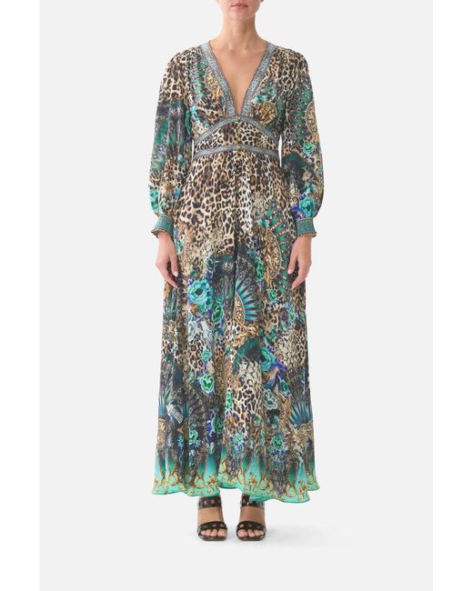 Camilla Green Button Dress With Shaped Waistband Flamenco Euphoria