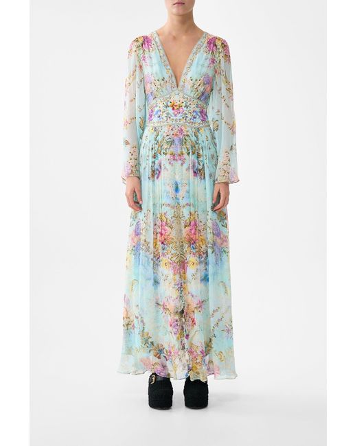 Camilla Blue Flared Sleeve Dress Bazaar Blooms