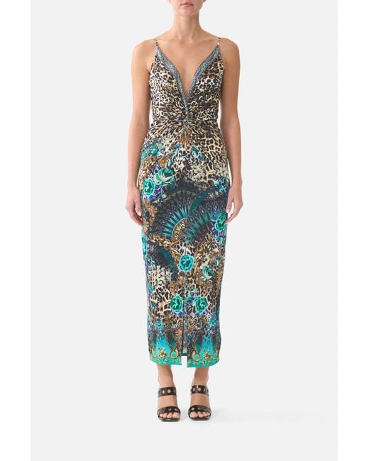 Camilla Blue Strappy Dress With Twist Front Flamenco Euphoria
