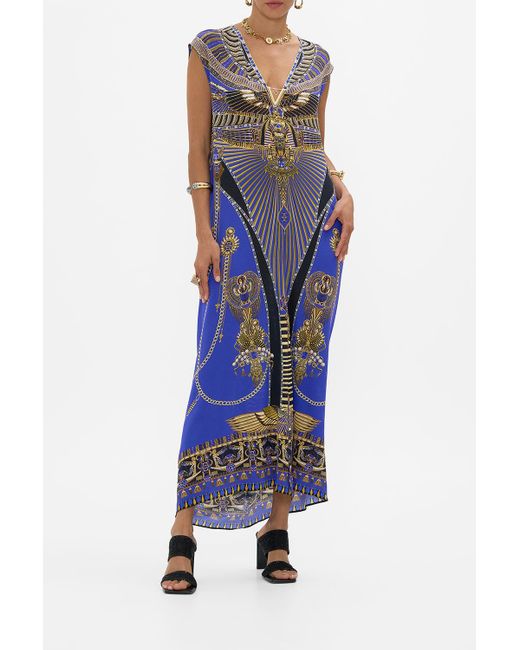 Camilla Blue Sleeveless Drape Back Dress My Fair Pharaoh