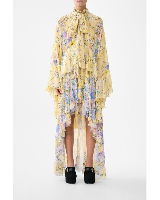 Camilla Yellow Ruffle High Low Dress With Long Sleeve Darling Buds