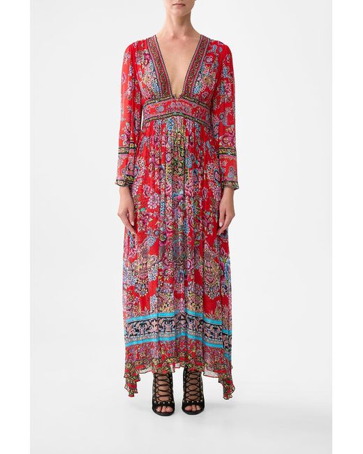 Camilla Red Hardware Detail Long Sleeve Dress Artisans Of Anatolia