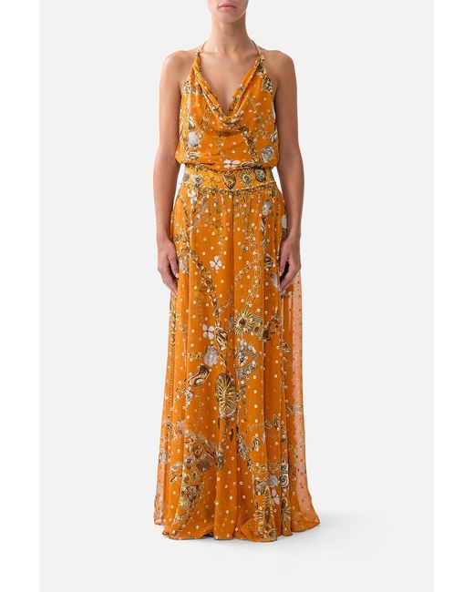 Camilla Orange Sheer Wide Leg Pant Talismans Of Turkiye