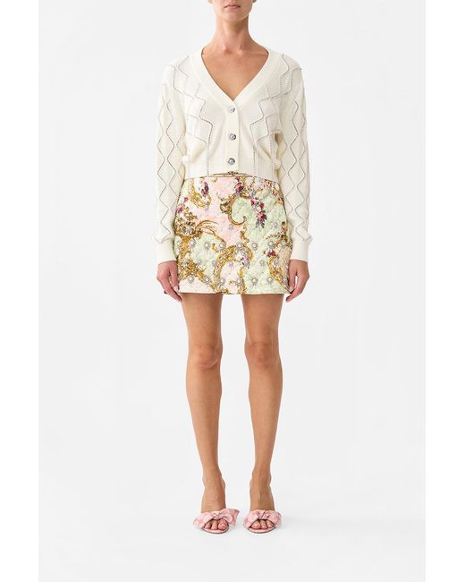 Camilla White Cropped Knit Cardigan The Queens Quarters