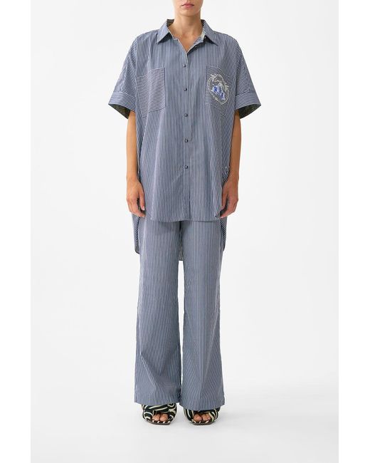 Camilla Blue Button Front Lounge Pant Sevillian Style