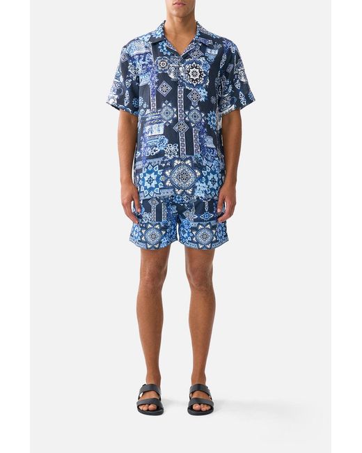 Camilla Blue Short Sleeve Cabana Shirt A Tiled Wonderland for men