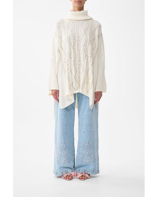 Camilla White Roll Neck Knit Jumper Solid Ivory