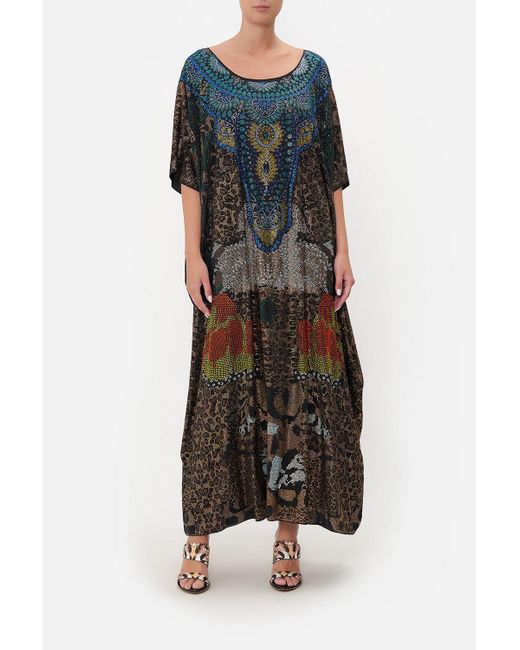 Camilla Silk Round Neck Kaftan Surrealist Xanadu | Lyst