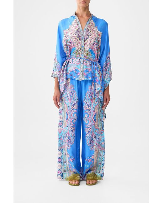 Camilla Blue Button Through Scarf Blouse Footsteps