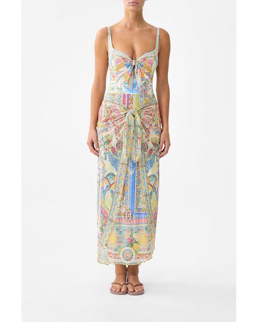 Camilla Multicolor Layered Long Sarong Skirt With Tie Front Navàs Nouveau