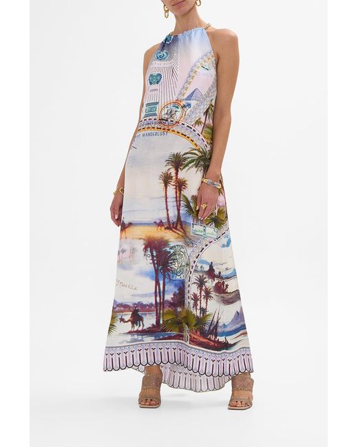 Camilla White Low Back Long Dress With Neck Hardware Call Me