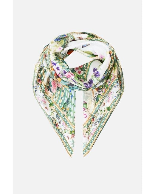Camilla Green Large Crystalled Silk Square Scarf Art For The Empress