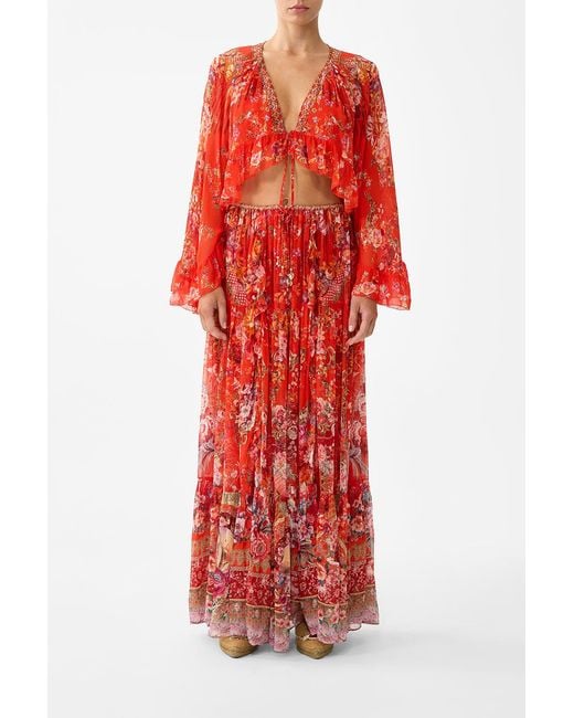 Camilla Red Crop Ruffle Top Olé Olé