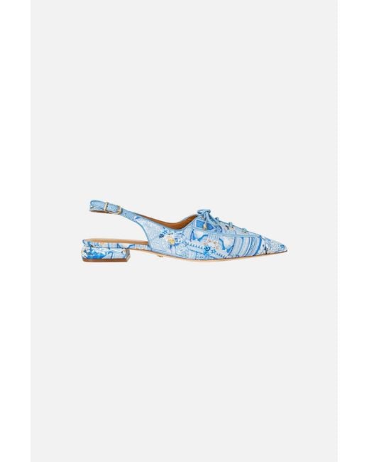 Camilla Blue Elena Lace Up Front Pointed Slingback De Nada Granada