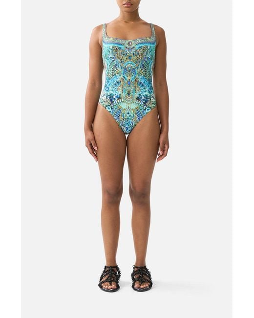 Camilla Blue Underwire Square Neck One Piece W Scoop Back Flamenco Euphoria