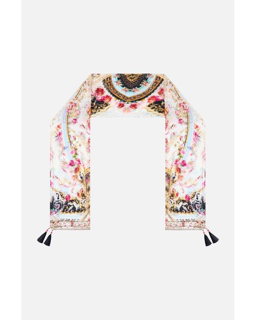 Camilla White Long Silk Crinkle Chiffon Scarf Torero Libertine