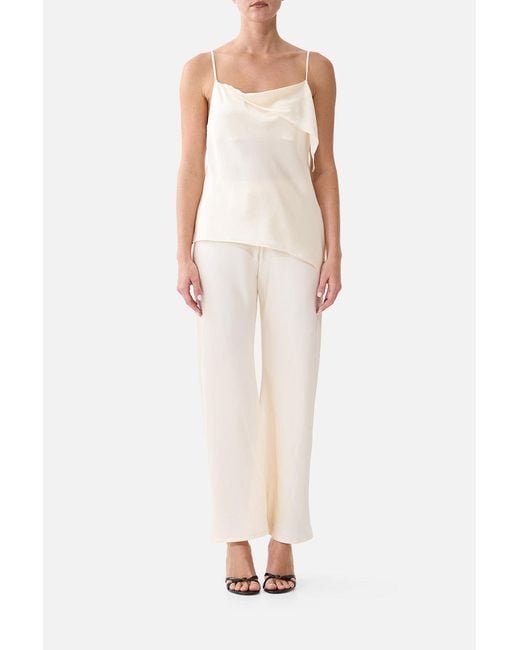 Camilla White Bias Cut Drawstring Pant Silk Essentials