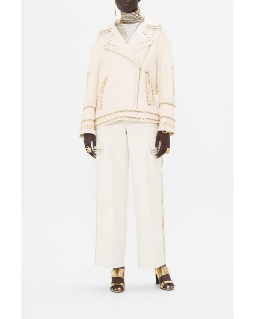 Camilla Natural Oversized Leather Biker Jacket Valley Of The Queens