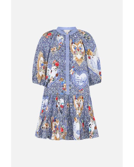 Camilla Blue Puff Sleeve Shirt Dress The Pottery Parlour
