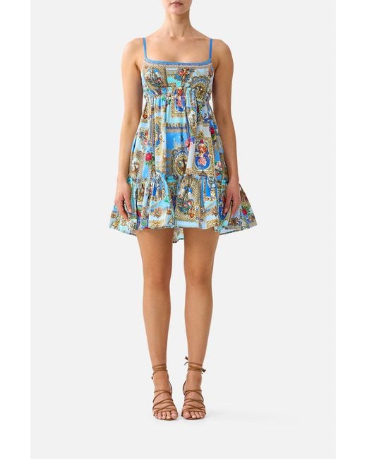 Camilla Blue Short Dress With Jersey Bodice Verses