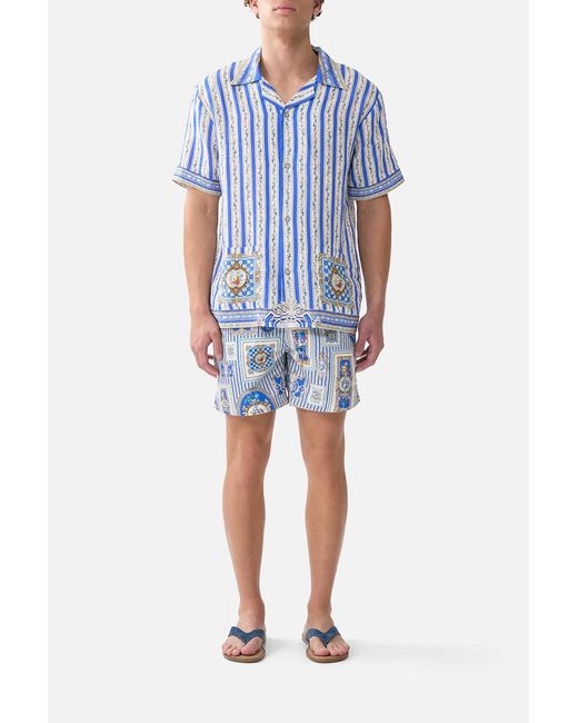 Camilla Blue Short Sleeve Cabana Shirt Ottoman Opulence for men