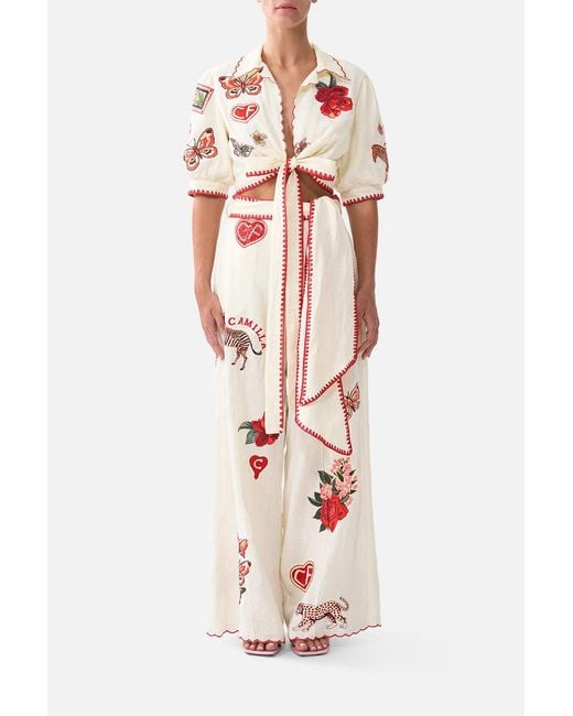 Camilla Pink Cropped Top With Tie Front High Class Hookah