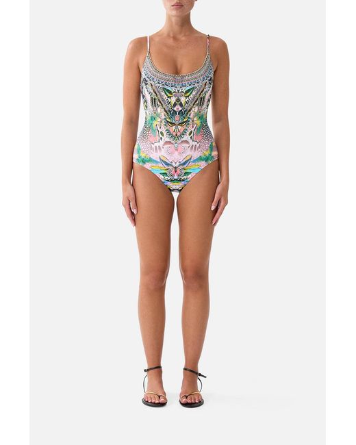 Camilla Pink Scoop Neck One Piece W Scoop Back Millamorphosis