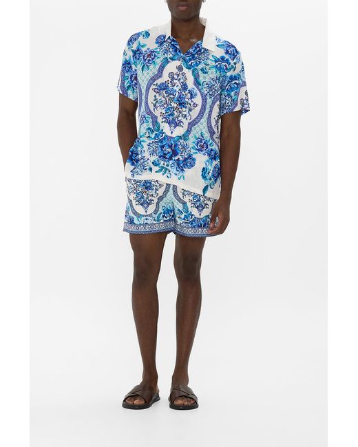 Camilla Blue Short Sleeve Camp Collared Shirt A Ceramic Garden for men