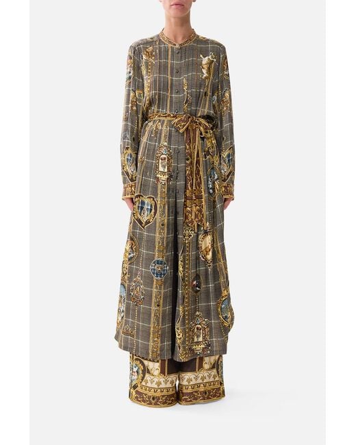 Camilla Natural Midi Shirt Dress With Pintucks Animals