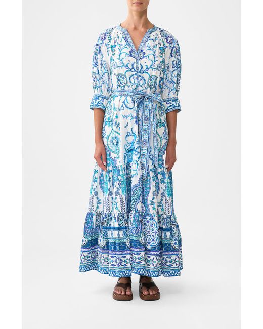 Camilla Blue Tiered Shirt Dress With Short Sleeve Isnik Lullaby