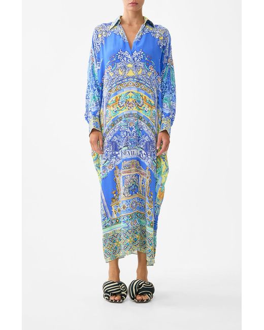 Camilla Blue Wing Collar Kaftan Beneath The Andalusian Sun