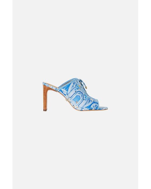 Camilla Blue Sofia Lace Up Front Heel Mule De Nada Granada
