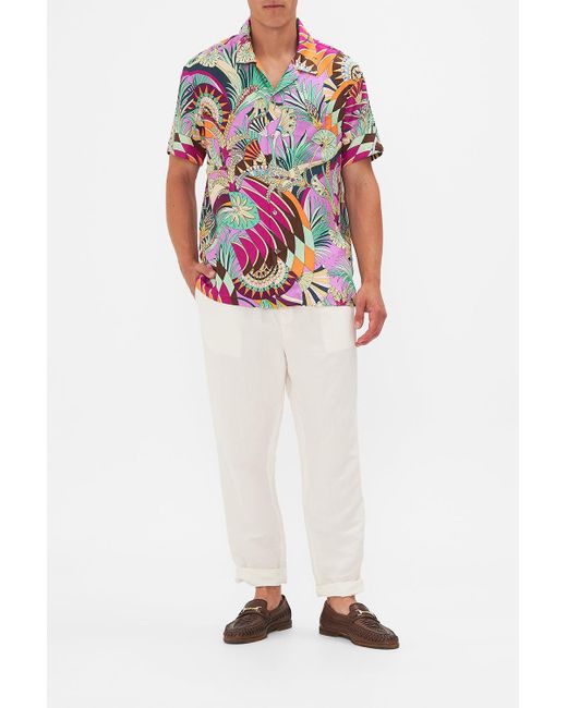 Camilla Purple Short Sleeve Camp Collared Shirt Giza Goddess for men