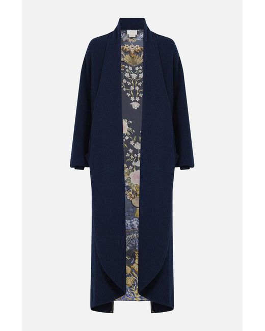 Camilla Blue Wool Blend Knit Layer With Silk Back Notes From The Room