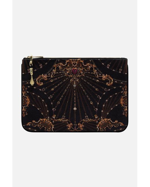 Camilla Black Small Canvas Clutch Baroque Around The Clock