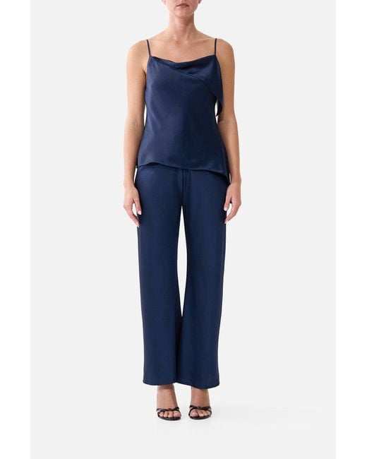 Camilla Blue Bias Cut Drawstring Pant Silk Essentials