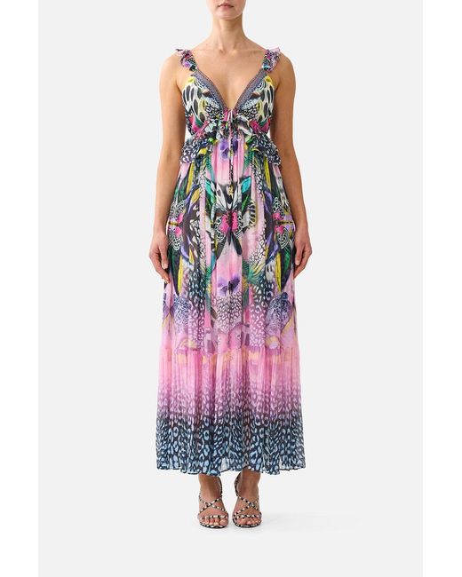 Camilla Pink Frill Bralette Long Dress Millamorphosis