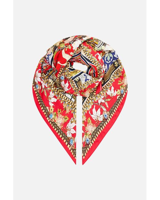 Camilla Red Large Square Scarf Lisboa Luxe