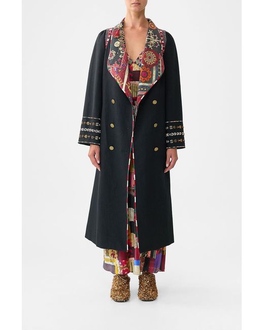 Camilla Black Coat With Vest Detail Patchwork Alchemy