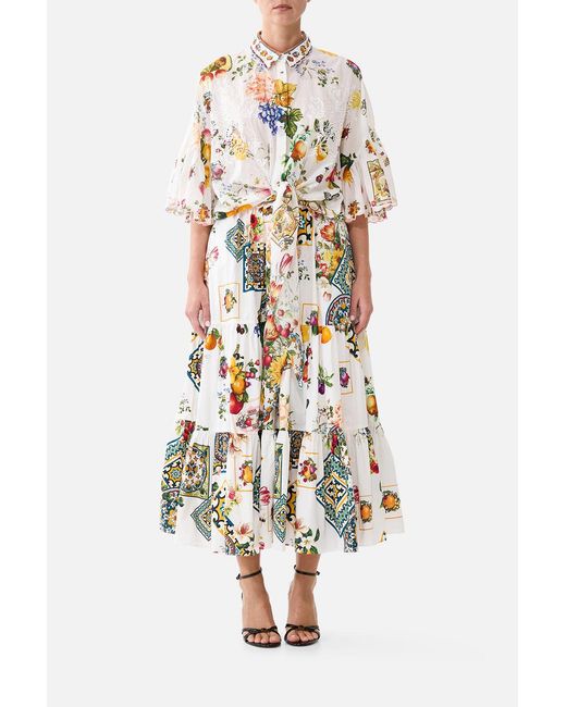 Camilla White Tie Front Shirt With Sleeve Frill Magic Of The Mercado