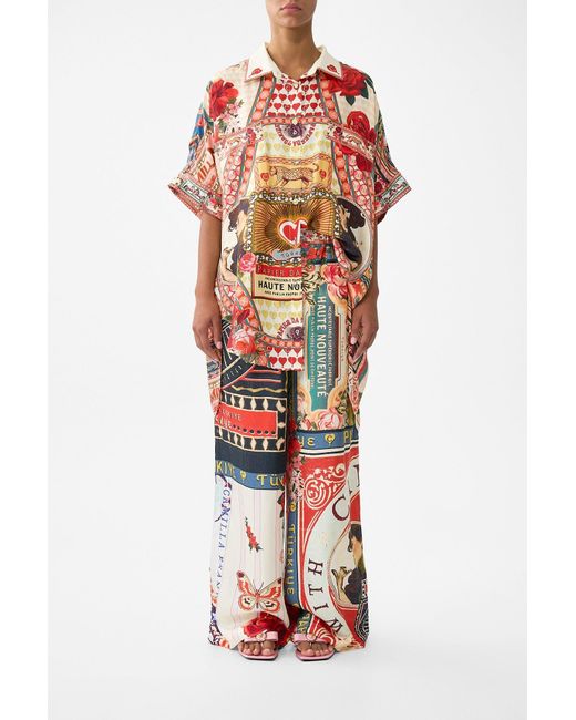 Camilla Red Button Front Lounge Pant High Class Hookah
