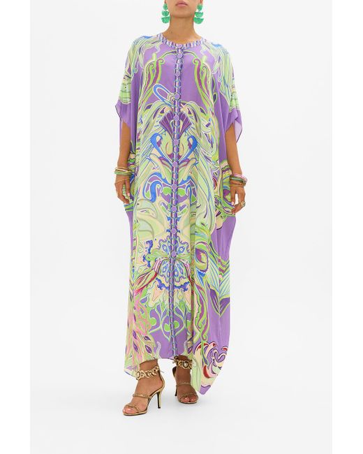 Camilla Purple Button Through Batwing Kaftan Amsterdam Jewel