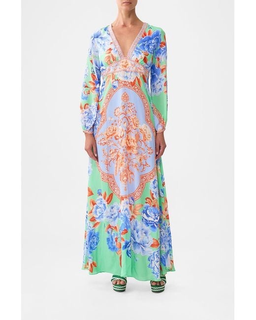 Camilla White Printed Lantern Sleeve Dress