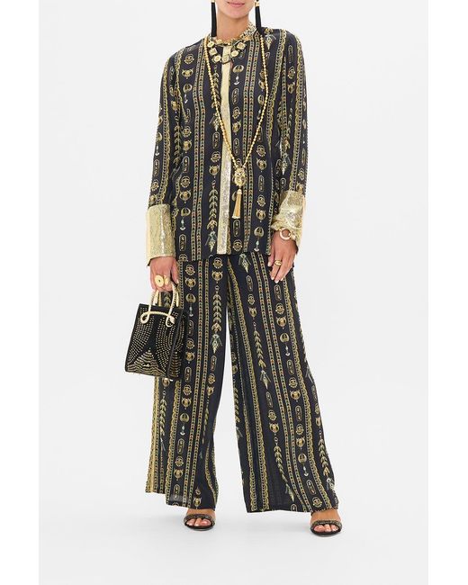 Camilla Multicolor Shirt With Gilded Mesh Placket And Cuffs They Called Her Nefertari