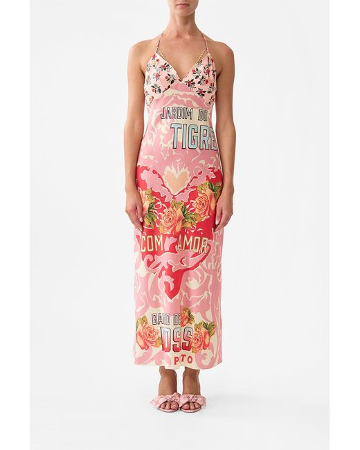 Camilla Red Chain Detail Slip Dress Porto
