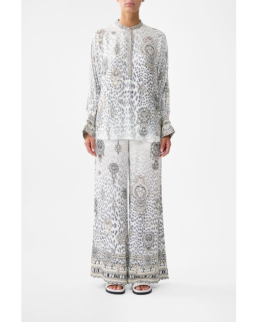 Camilla Gray Relaxed Placket Detail Shirt Marble Heaven