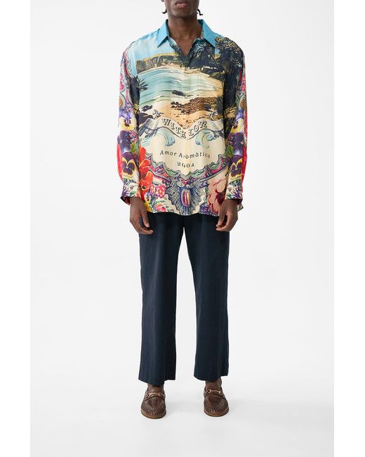 Camilla Blue Long Sleeve Oversized Shirt Bathing Bombshell for men