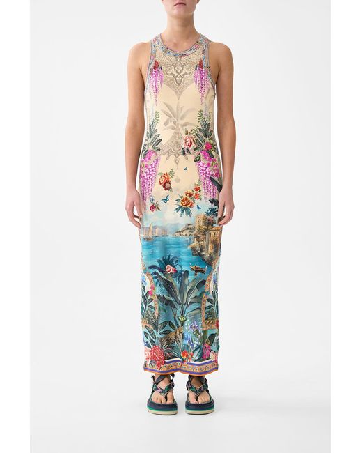 Camilla Blue Jersey Tank Dress Bodrum Botanicals