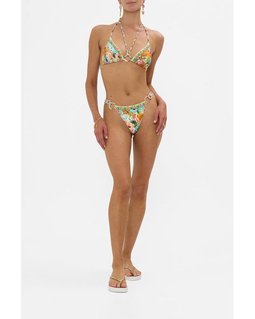Camilla Blue Multi Strap Triangle Bikini Set With Ring Trims Bathing Bombshell