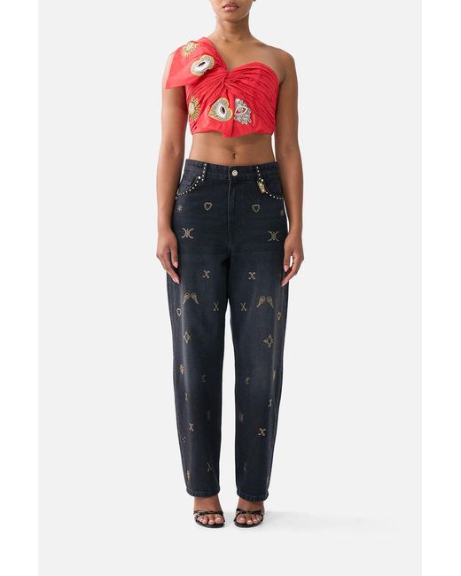 Camilla Blue Asymmetric Bow Top Nazar Nirvana